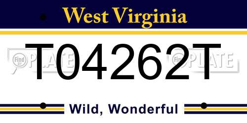 T04262T West Virginia License Plate