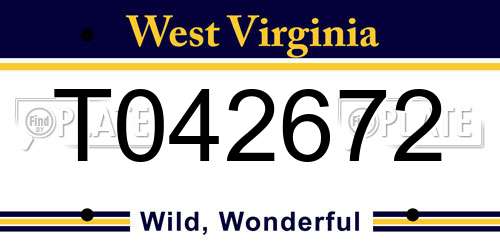 T042672 West Virginia License Plate