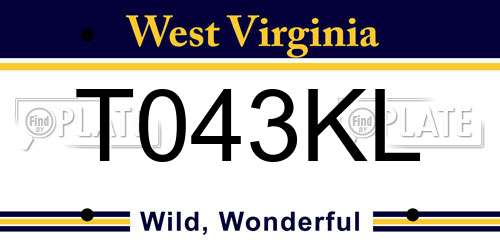 T043KL West Virginia License Plate