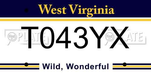 T043YX West Virginia License Plate