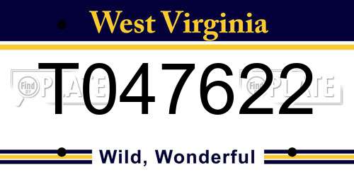 T047622 West Virginia License Plate
