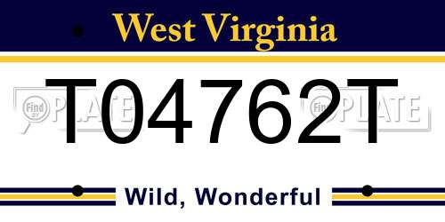 T04762T West Virginia License Plate