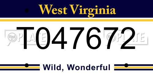 T047672 West Virginia License Plate