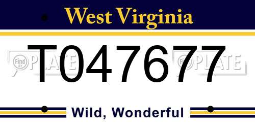 T047677 West Virginia License Plate