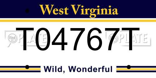 T04767T West Virginia License Plate