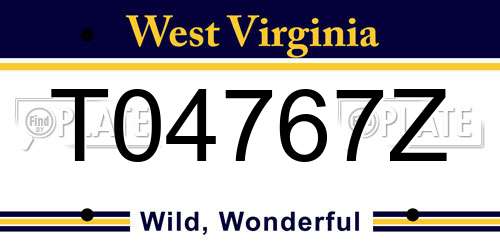 T04767Z West Virginia License Plate