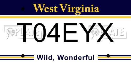 T04EYX West Virginia License Plate