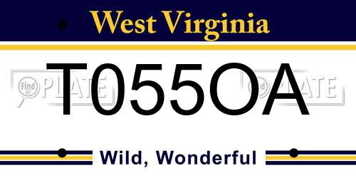 T055OA West Virginia License Plate