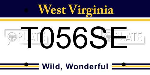 T056SE West Virginia License Plate