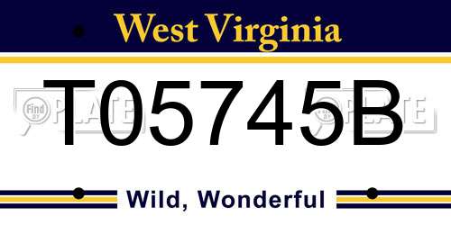 T05745B West Virginia License Plate