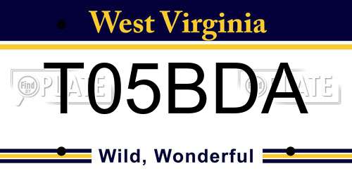 T05BDA West Virginia License Plate