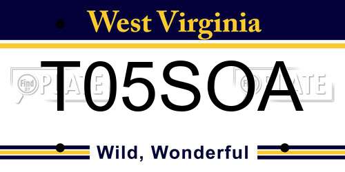 T05SOA West Virginia License Plate