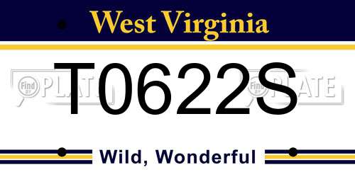 T0622S West Virginia License Plate