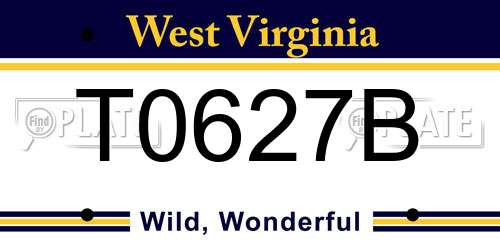 T0627B West Virginia License Plate