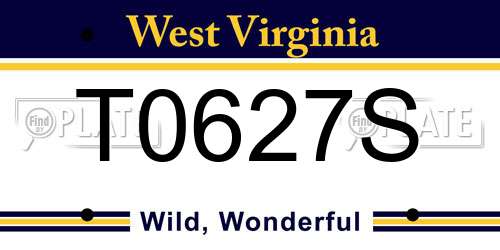 T0627S West Virginia License Plate