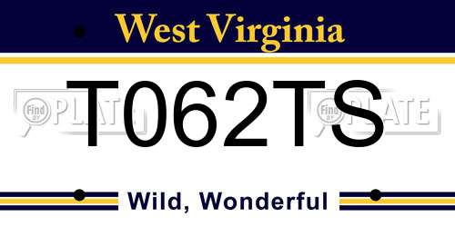 T062TS West Virginia License Plate