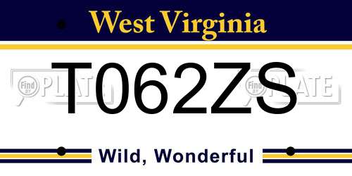 T062ZS West Virginia License Plate