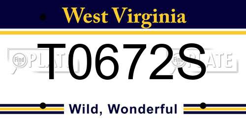 T0672S West Virginia License Plate