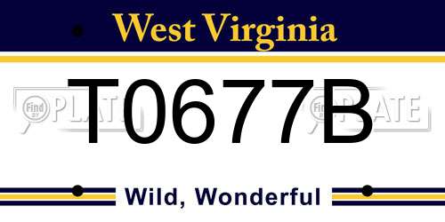 T0677B West Virginia License Plate