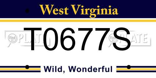 T0677S West Virginia License Plate