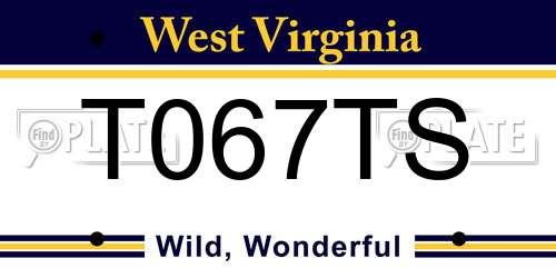 T067TS West Virginia License Plate