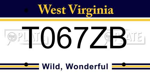 T067ZB West Virginia License Plate
