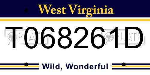 T068261D West Virginia License Plate