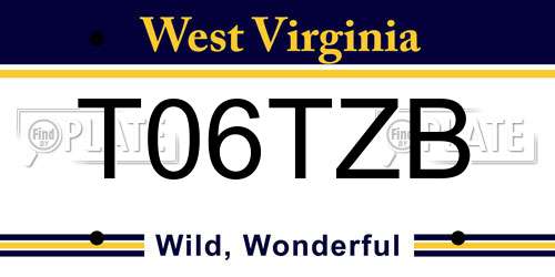 T06TZB West Virginia License Plate