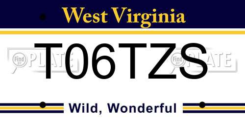 T06TZS West Virginia License Plate