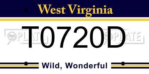 T0720D West Virginia License Plate