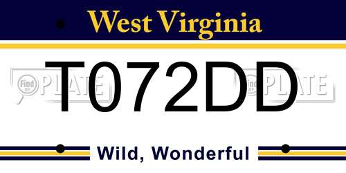 T072DD West Virginia License Plate