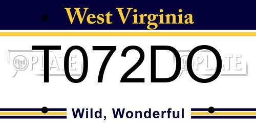 T072DO West Virginia License Plate