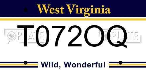 T072OQ West Virginia License Plate