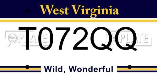 T072QQ West Virginia License Plate