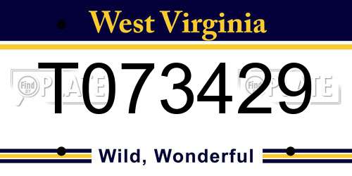 T073429 West Virginia License Plate