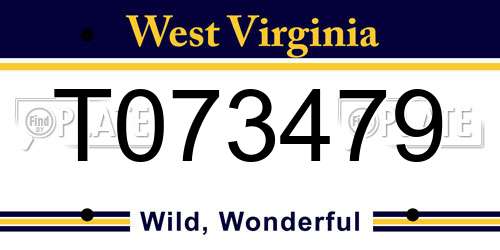 T073479 West Virginia License Plate