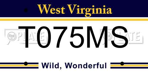T075MS West Virginia License Plate