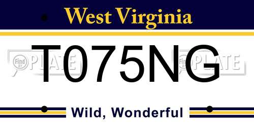 T075NG West Virginia License Plate