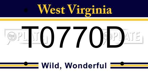 T0770D West Virginia License Plate