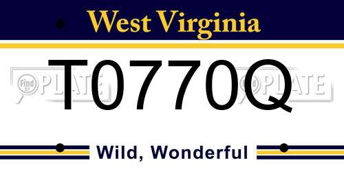 T0770Q West Virginia License Plate