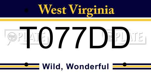 T077DD West Virginia License Plate