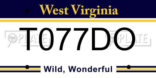 T077DO West Virginia License Plate