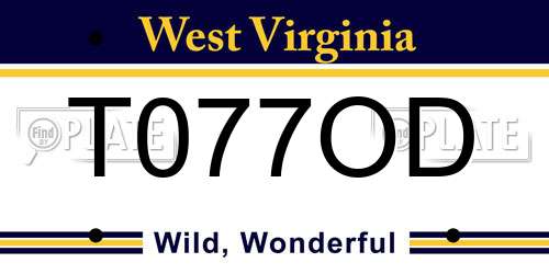 T077OD West Virginia License Plate