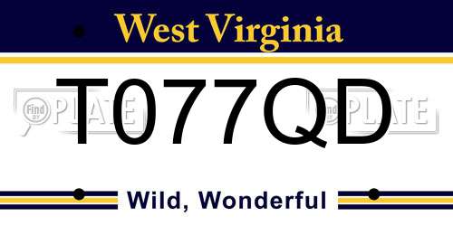 T077QD West Virginia License Plate