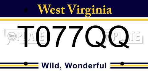 T077QQ West Virginia License Plate