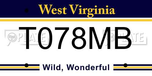 T078MB West Virginia License Plate