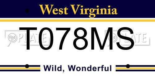 T078MS West Virginia License Plate