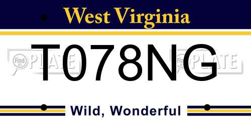 T078NG West Virginia License Plate
