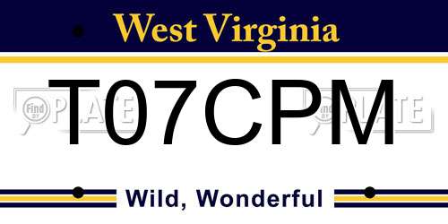 T07CPM West Virginia License Plate
