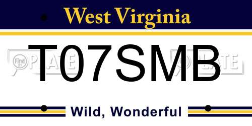T07SMB West Virginia License Plate